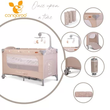   Cangaroo Once Upon2 emelhető betétes utazóágy, forgó-zenélővel - Bézs