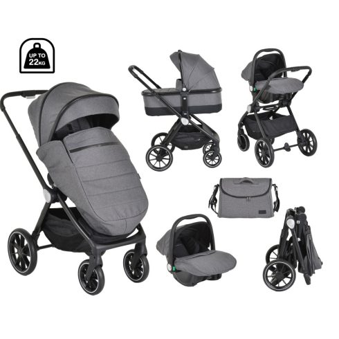 Cangaroo Christiano Multifunciós Babakocsi 3in1 - Sötét Szürke