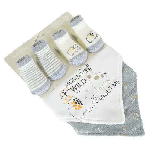 Cangaroo TUMMY zokni+nyálkendő szett 2+2db SZÜRKE