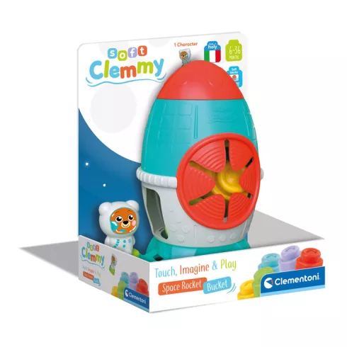 Clementoni - Clemmy Érzékelést Fejlesztő Rakéta Puha Építőkockákkal