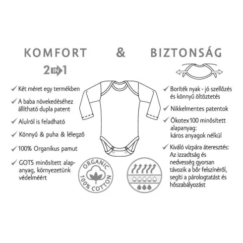Kenguru Gold Hosszú ujjú pamut body Mogyoró - 56/62