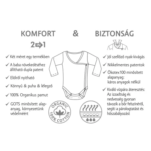 Kenguru Gold Réklis body hosszú ujjú Róka - Ecrü Állat mintás - 50/56