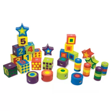   Melissa & Doug Fa készségfejlesztő játék, Fűzős gyöngyök dobozban