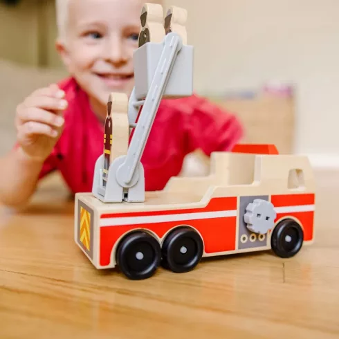 Melissa & Doug Fa járművek - Létrás tűzoltóautó