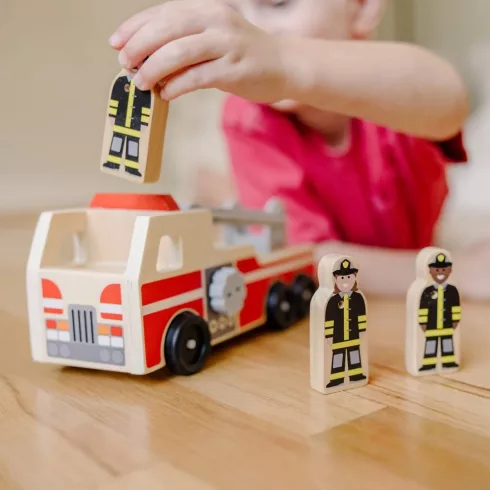 Melissa & Doug Fa járművek - Létrás tűzoltóautó