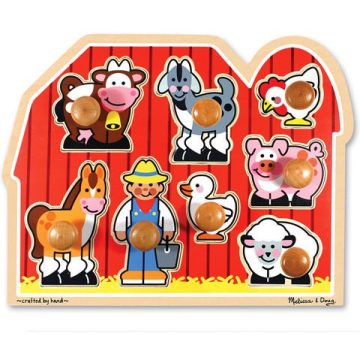   Melissa & Doug Fa készségfejlesztő játék, Puzzle fogantyúval, farm