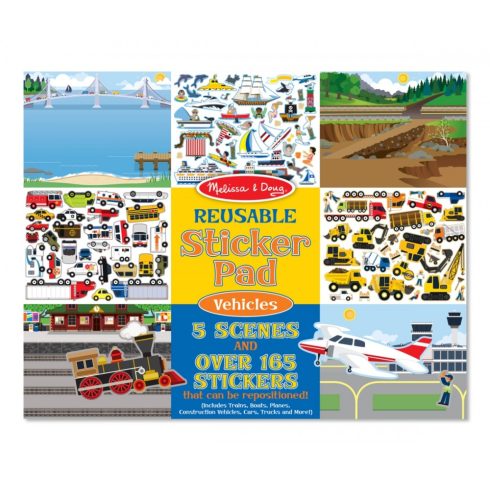 Melissa & Doug Kreatív játék, Újrahasználható matrica készlet, járművek