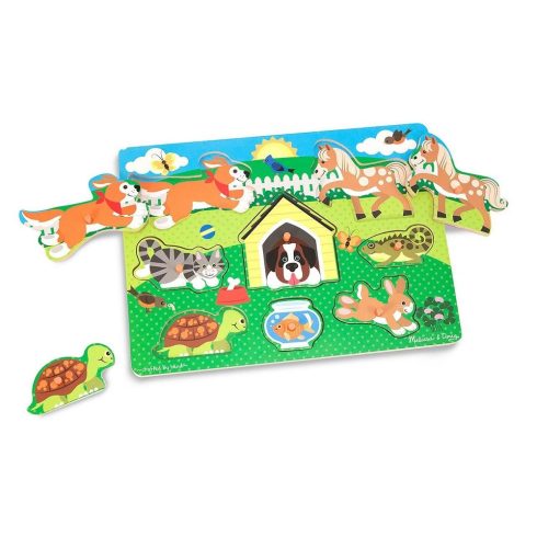 Melissa & Doug Fa készségfejlesztő játék, háziállatok puzzle