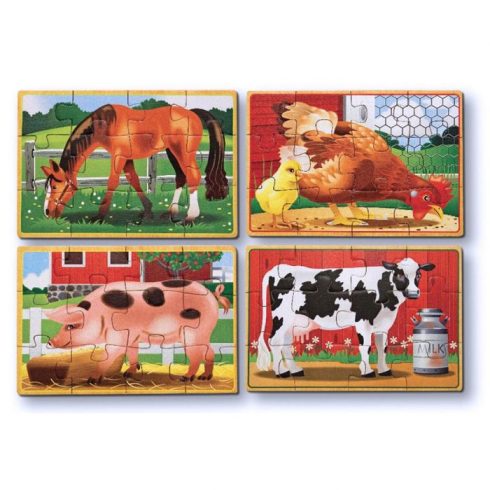 Melissa & Doug, fa kézségfejlesztő játék, puzzle, farm állatai