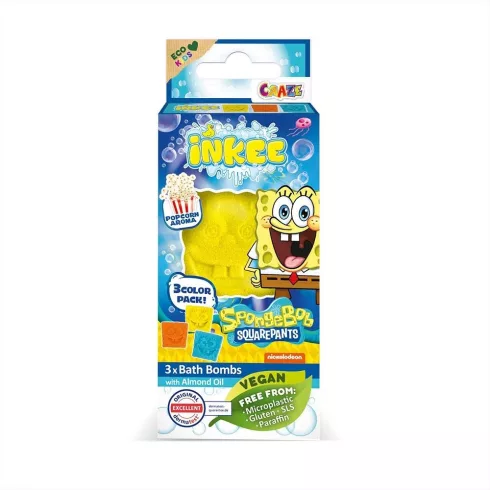 Craze Inkee vegán fürdő bomba 3db - Spongya Bob popcorn aromával