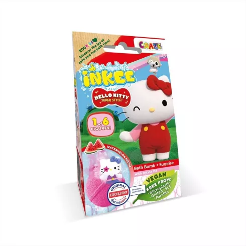 Craze Inkee vegán fürdőgolyó - Hello Kitty figurával dinnye aromával