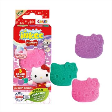   Craze Inkee vegán fürdő bomba 3db - Hello Kitty vattacukor aromával