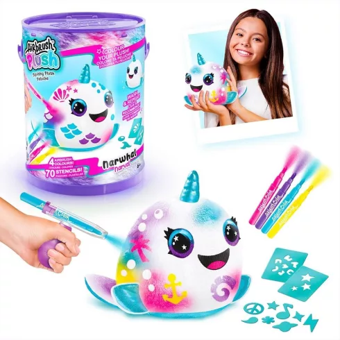 Airbrush Plush Style 4 Ever - Színezhető mini plüss vödörben – Narwhal