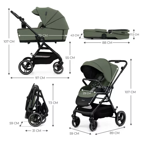 Kinderkraft Yoxi 2in1 multifunkciós babakocsi - Mistyc Green
