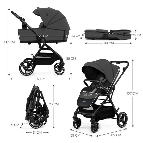 Kinderkraft Yoxi 2in1 multifunkciós babakocsi - Moonlight Grey
