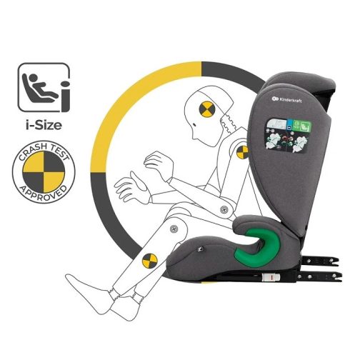 Kinderkraft Junior Fix2 i-Size autósülés – 100–150 cm - Rocket Grey