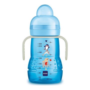   MAM Trainer Night tanuló itatópohár 220ml 4hó+ - Kék Pingvin