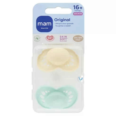 MAM Original szilikon nyugtató cumi 16+ hó 2db - Zöld/Bézs