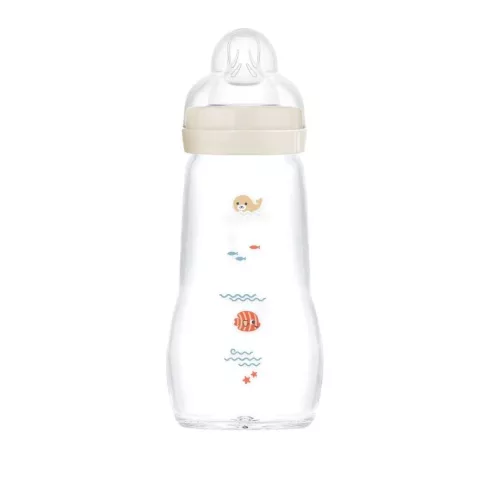 MAM Feel good Üveg cumisüveg 260 ml  2m+ - Bézs Fóka és Halacska