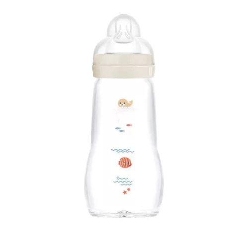 MAM Feel good Üveg cumisüveg 260 ml  2m+ - Bézs Fóka és Halacska