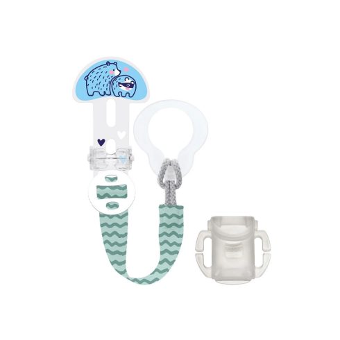 MAM Clip it!&Cover Cumitartó csipesz+szivókavédő - Kék / Maci - Borz