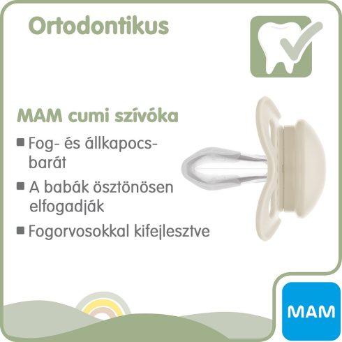 MAM Original Pure szilikon cumi 2db 6+ hónap - Zöld Farkas / Bézs Nyuszi