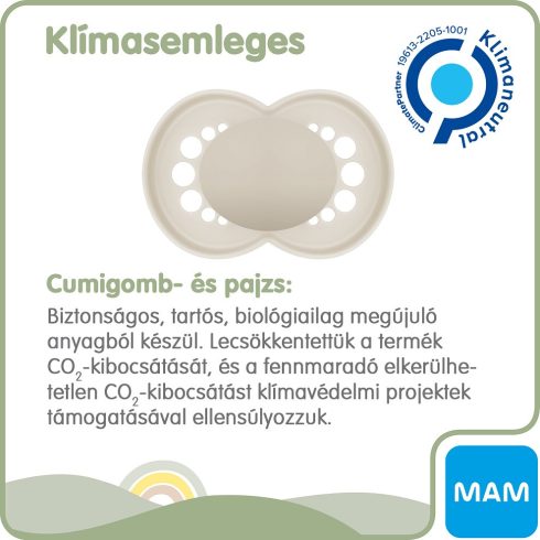 MAM Original Pure szilikon cumi 2db 6+ hónap - Zöld Farkas / Bézs Nyuszi