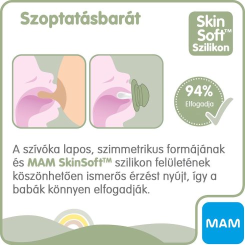 MAM Original Pure szilikon cumi 2db 6+ hónap - Zöld Farkas / Bézs Nyuszi