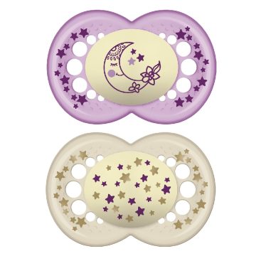   MAM Original Night éjszakai cumi 2db 6+ hónap - Lila Hold/Krém Csillagok