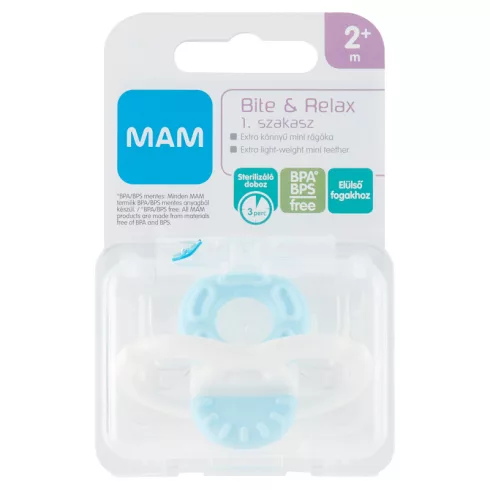 MAM Bite & Relax 1. mini rágóka  2m+ - Pasztell Kék