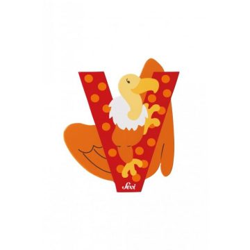 Sevi állatos fa betű "V" - Piros (KIÁRUSÍTÁS)