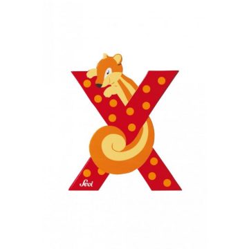  Sevi állatos fa betű "X" - Piros Mókus (KIÁRUSÍTÁS)