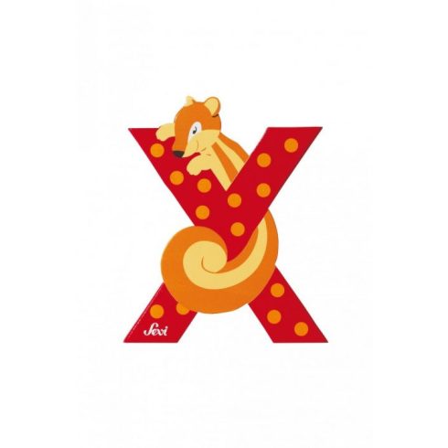 Sevi állatos fa betű "X" - Piros Mókus (KIÁRUSÍTÁS)