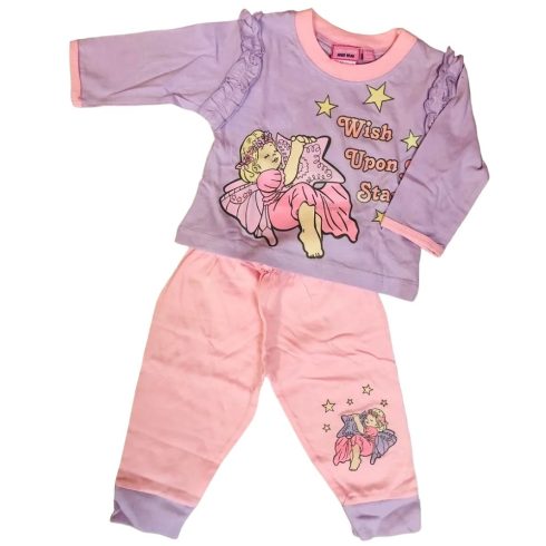 Jam Jam Hosszú Ujjú Pamut Pizsama 3-6 hónapos korig - Lila/Rózsaszín Tündéres - Kiárusítás