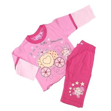   Jam Jam Hosszú Ujjú Pamut Pizsama 18-23 hónapos korig - Rózsaszín Tök Hintó - Kiárusítás