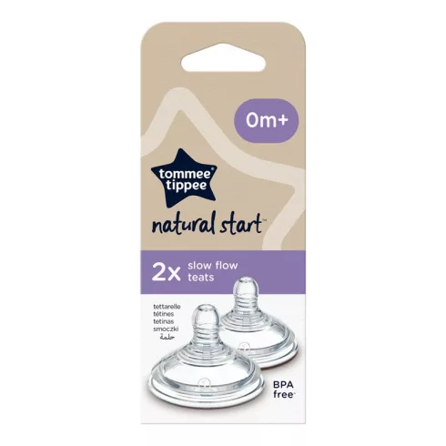 Tommee Tippee Natural Start Lassú átfolyású etetőcumi 0 hó+ (2 db)