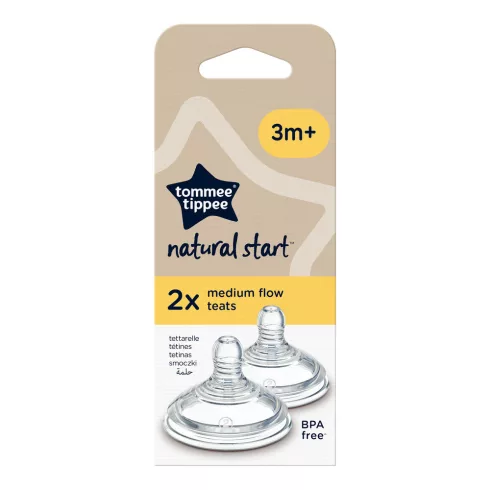 Tommee Tippee Natural Start Közepes átfolyású etetőcumi 3 hó+ (2 db)