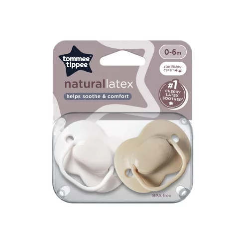 Tommee Tippee Cherry Latex cumi 0-6 hó 2 db - Fehér/Bézs