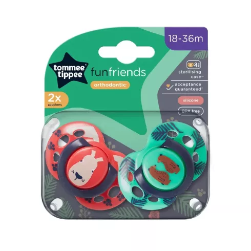 Tommee Tippee Fun Friends Játszócumi 18–36 hó (2 db) - Piros/Zöld Maci