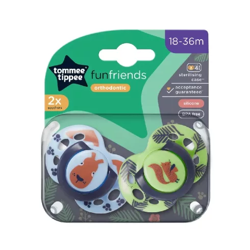 Tommee Tippee Fun Friends Játszócumi 18–36 hó (2 db) - Kék/Almazöld Mókus