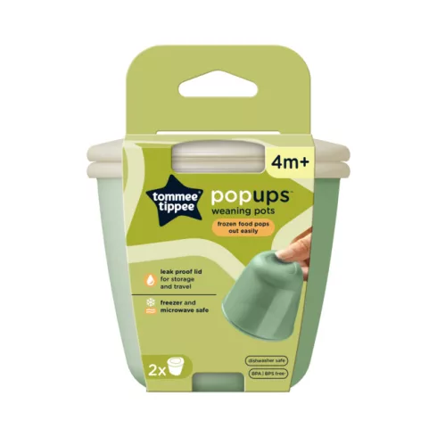 Tommee Tippee Ételtároló edényke tetővel – 2 db - Pasztell