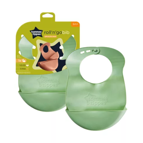 Tommee Tippee Roll 'n' Go műanyag etető előke - Zöld