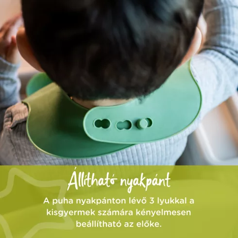 Tommee Tippee Roll 'n' Go műanyag etető előke - Zöld
