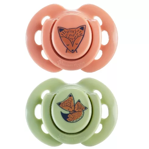 Tommee Tippee Fun Friends Játszócumi 0-6 hó (2 db) - Terrakotta/Zöld Róka