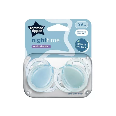 Tommee Tippee Nighttime Éjszakai nyugtatócumi 0–6 hó (2 db) - Kék