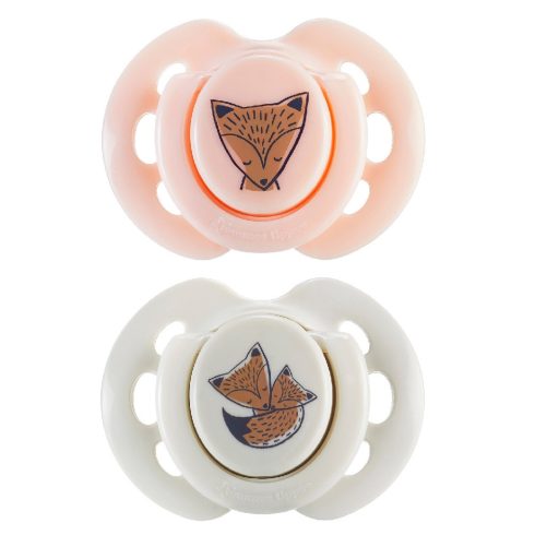 Tommee Tippee Fun Friends Játszócumi 0-6 hó (2 db) - Rózsaszín/Szürke Róka