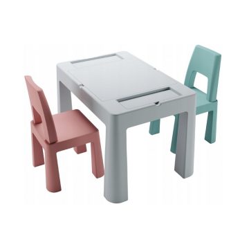   Tega Baby Teggi Multifun kisasztal +2 szék - Szürke/Rózsaszín/Türkiz