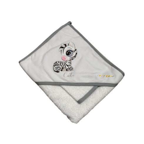 Babastar Nyomott Mintás Fürdőlepedő Frottír 80x80 cm - Cute Zebra - Szürke