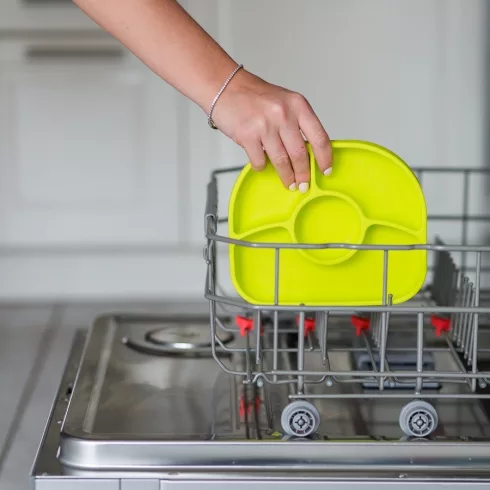 Bblüv Yümi Szilikon tányér kanállal - Lime