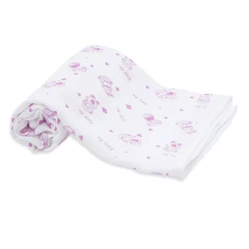   Scamp Tetra textil pelenka 70x70 cm mintás - Rózsaszín Macis 1db